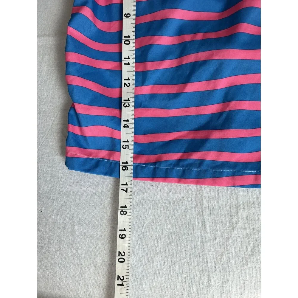 Boardies Pink & Blue Striped Mesh Lined Swim Trunks/Bathing suit shorts mens med